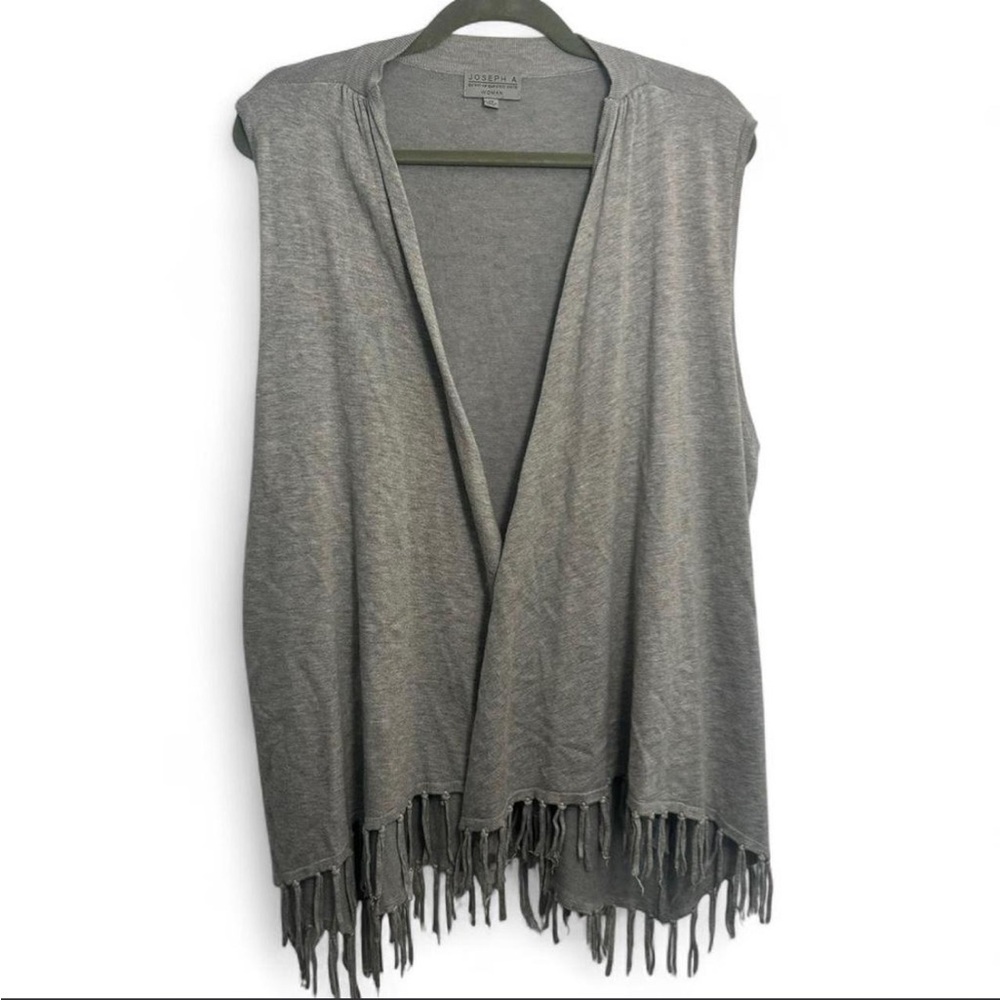 Joseph A.—Grey Fringe Sleeveless Cardigan